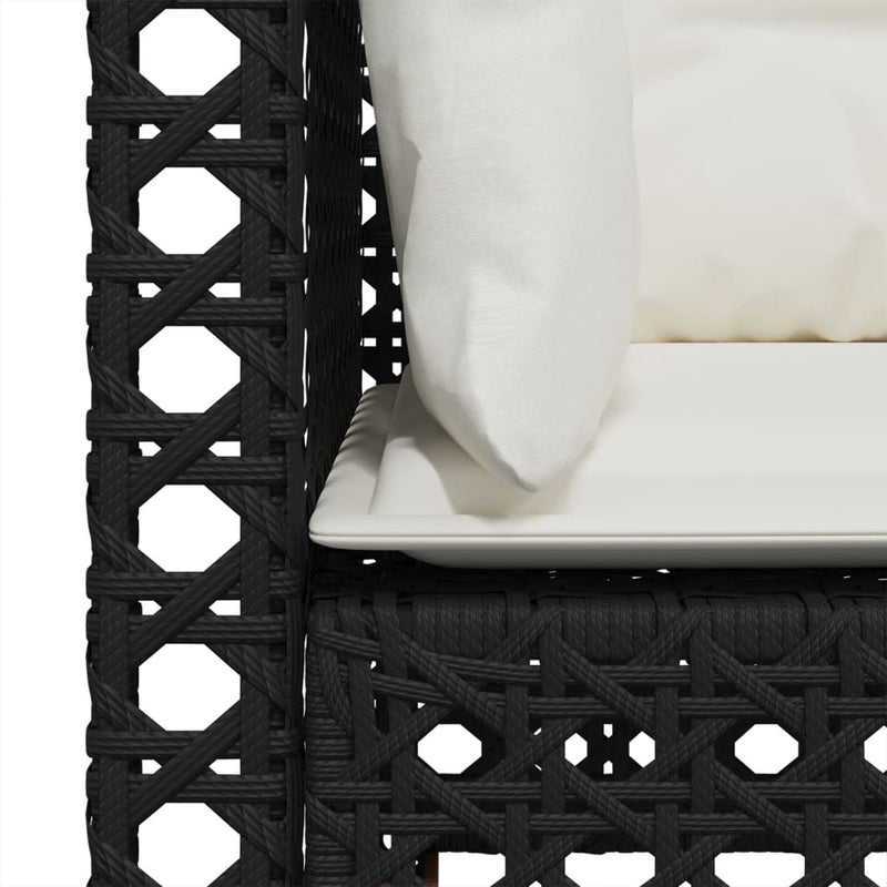 vidaXL Garden Sofas Corner with Cushions 2 pcs Black Poly Rattan