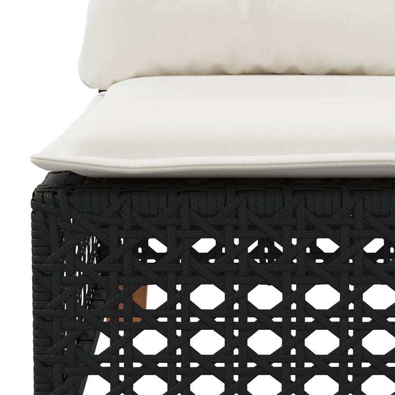vidaXL Garden Sofa with Cushions 3-Seater Black Poly Rattan