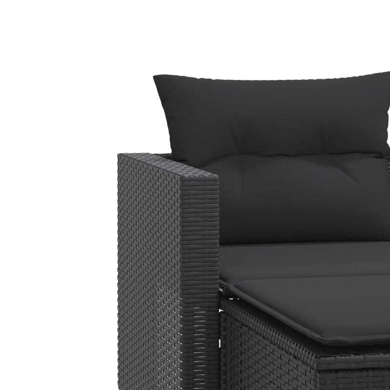 Garden Sofa 2-Seater with Stools Black Poly Rattan