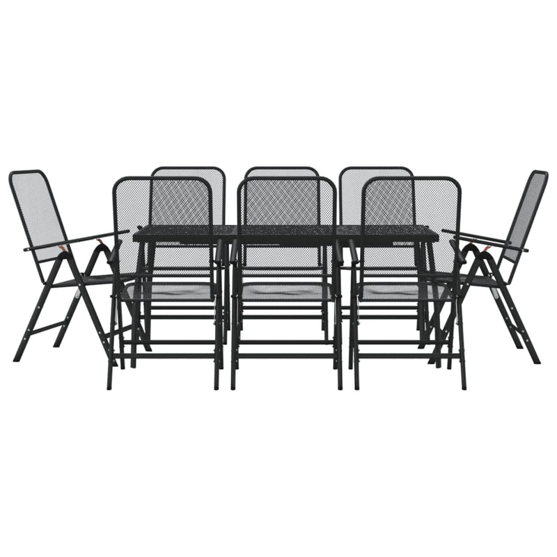vidaXL 9 Piece Garden Dining Set Anthracite Metal Mesh