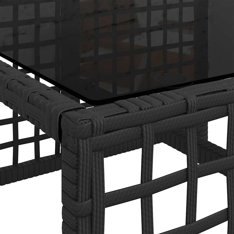 vidaXL 3 Piece Corner Garden Sofa Set with Cushions Black Poly Rattan