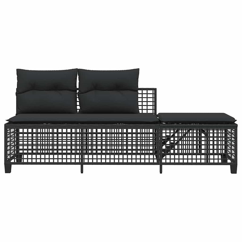 vidaXL 3 Piece Corner Garden Sofa Set with Cushions Black Poly Rattan