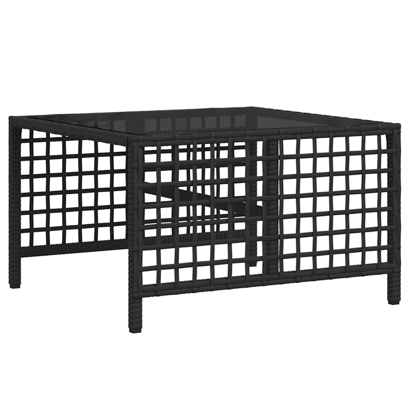 vidaXL 3 Piece Corner Garden Sofa Set with Cushions Black Poly Rattan