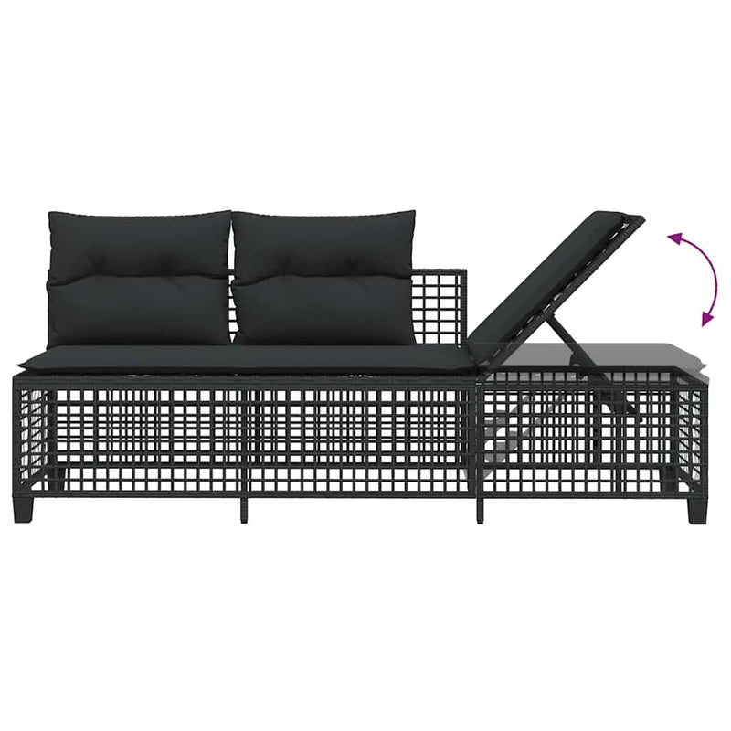 vidaXL 3 Piece Corner Garden Sofa Set with Cushions Black Poly Rattan