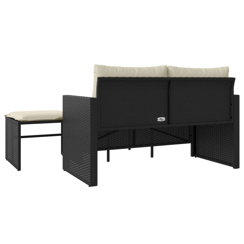 vidaXL 3 Piece Garden Sofa Set with Cushions Black Poly Rattan
