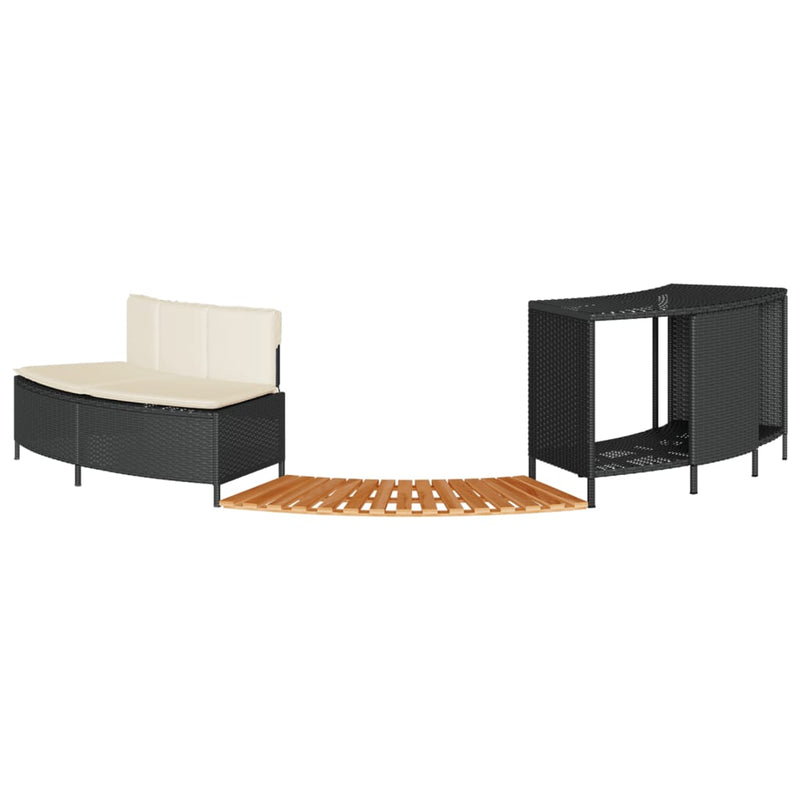 vidaXL Hot Tub Surround Black Poly Rattan and Solid Wood Acacia
