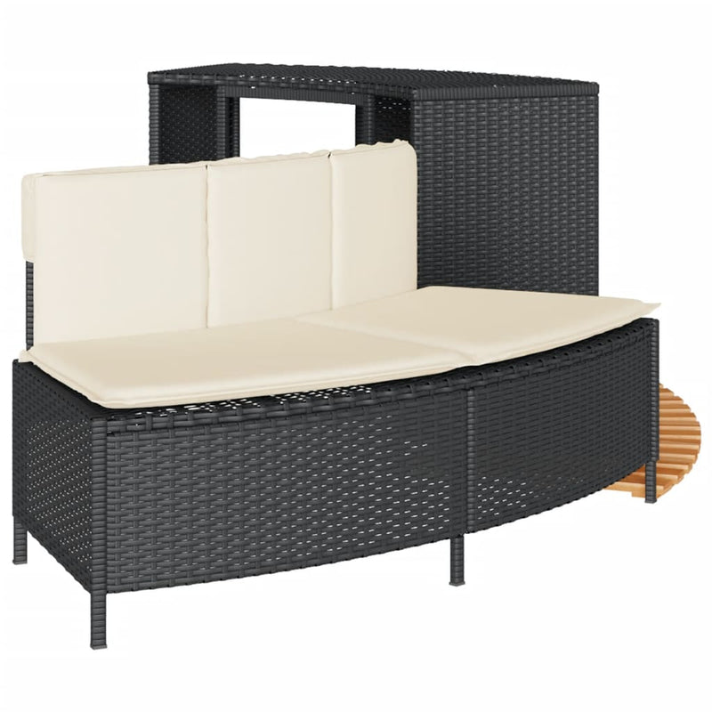 vidaXL Hot Tub Surround Black Poly Rattan and Solid Wood Acacia