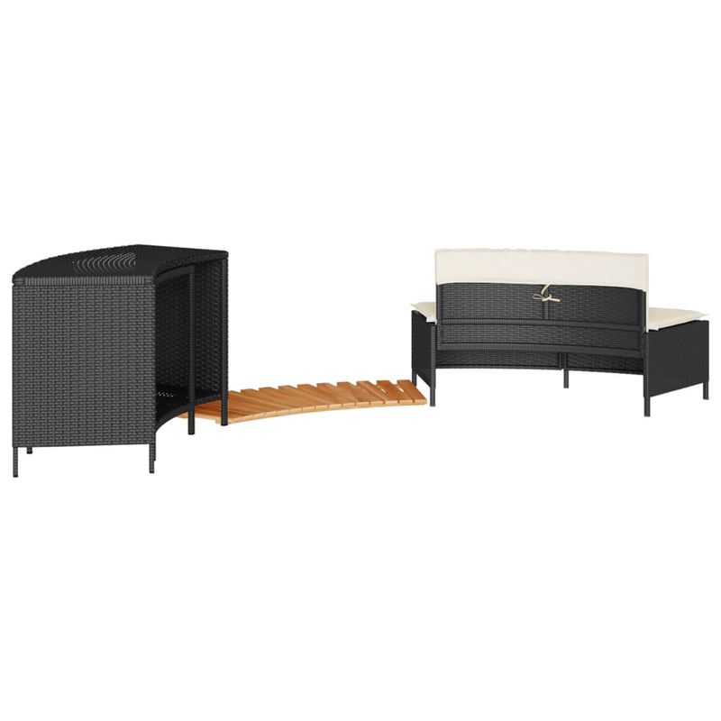 vidaXL Hot Tub Surround Black Poly Rattan and Solid Wood Acacia