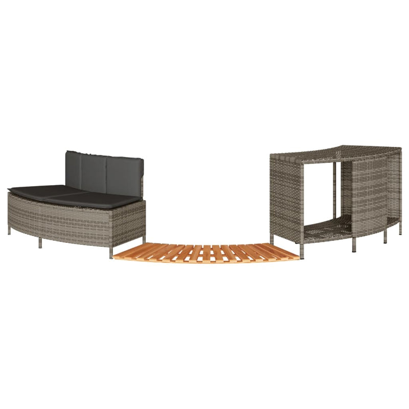 vidaXL Hot Tub Surround Grey Poly Rattan and Solid Wood Acacia
