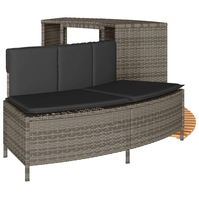 vidaXL Hot Tub Surround Grey Poly Rattan and Solid Wood Acacia