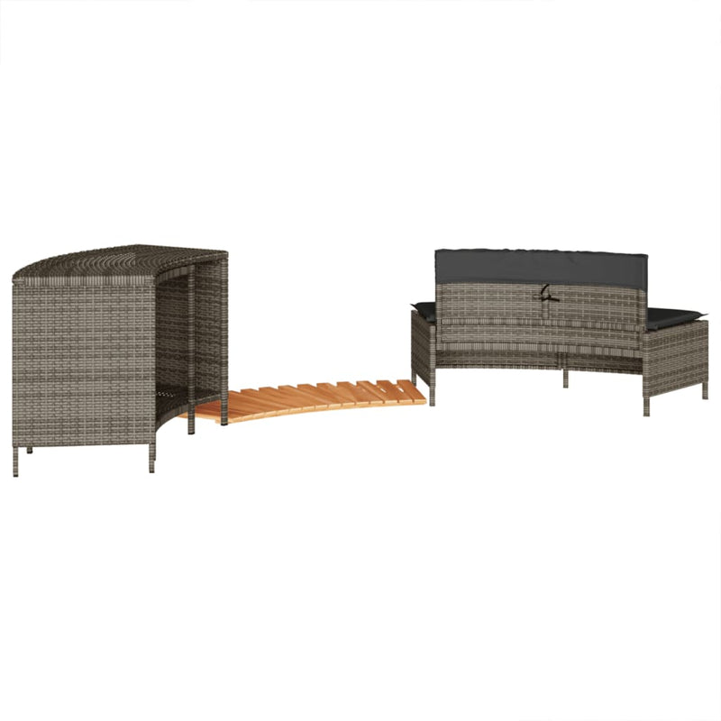 vidaXL Hot Tub Surround Grey Poly Rattan and Solid Wood Acacia