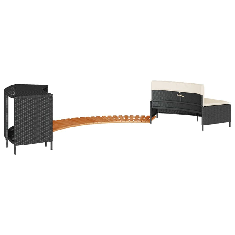vidaXL Hot Tub Surround Black Poly Rattan and Solid Wood Acacia
