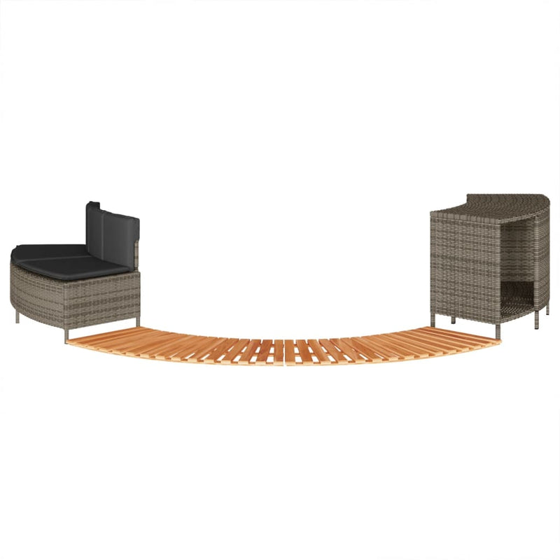vidaXL Hot Tub Surround Grey Poly Rattan and Solid Wood Acacia