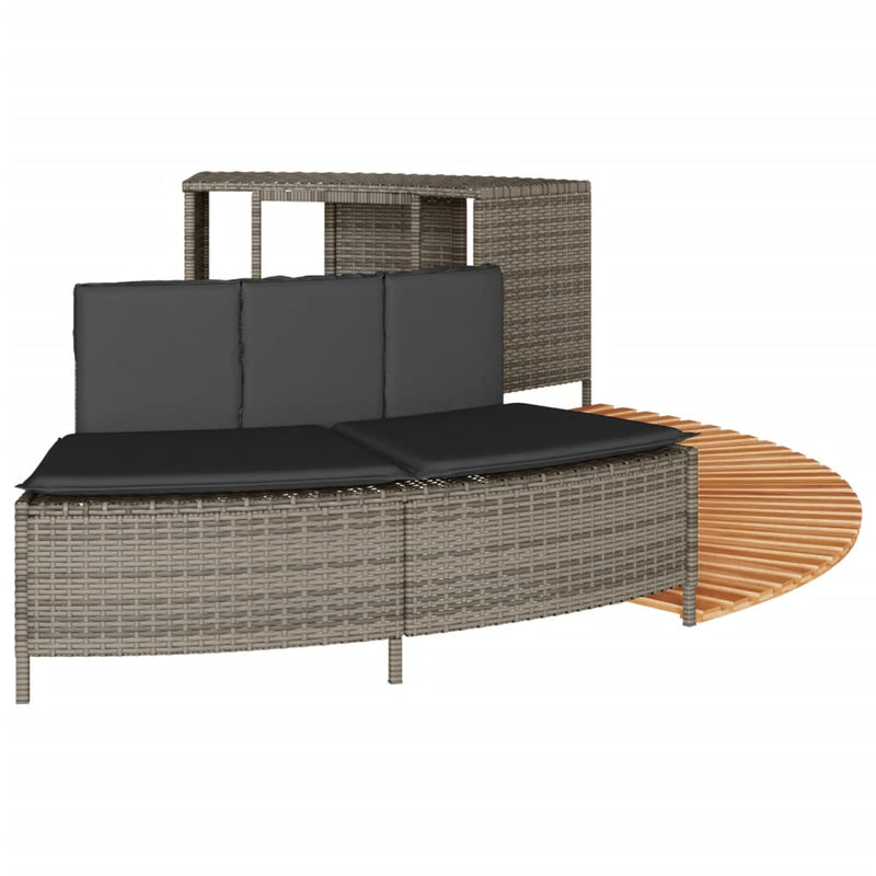 vidaXL Hot Tub Surround Grey Poly Rattan and Solid Wood Acacia