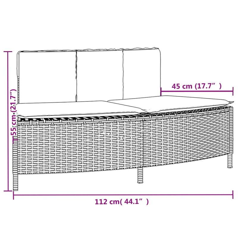 vidaXL Hot Tub Benches with Cushions 2 pcs Grey Poly Rattan