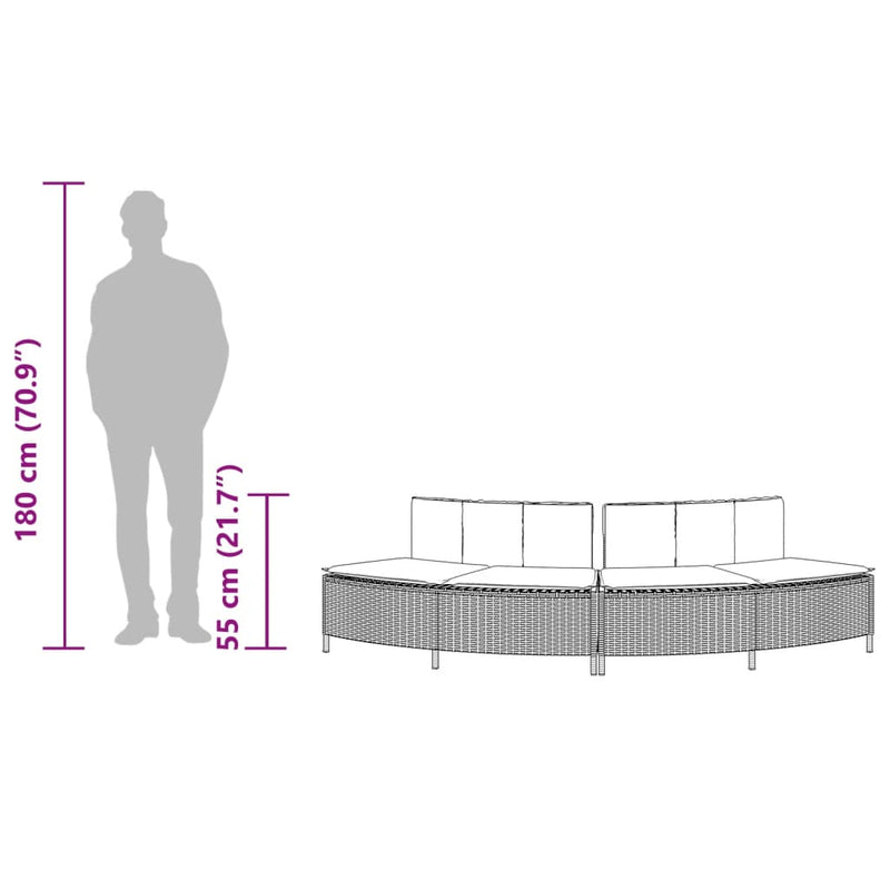 vidaXL Hot Tub Benches with Cushions 2 pcs Grey Poly Rattan