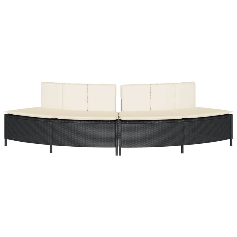 vidaXL Hot Tub Benches with Cushions 2 pcs Black Poly Rattan