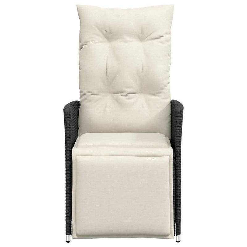 vidaXL Reclining Garden Chair with Cushions Black Poly Rattan
