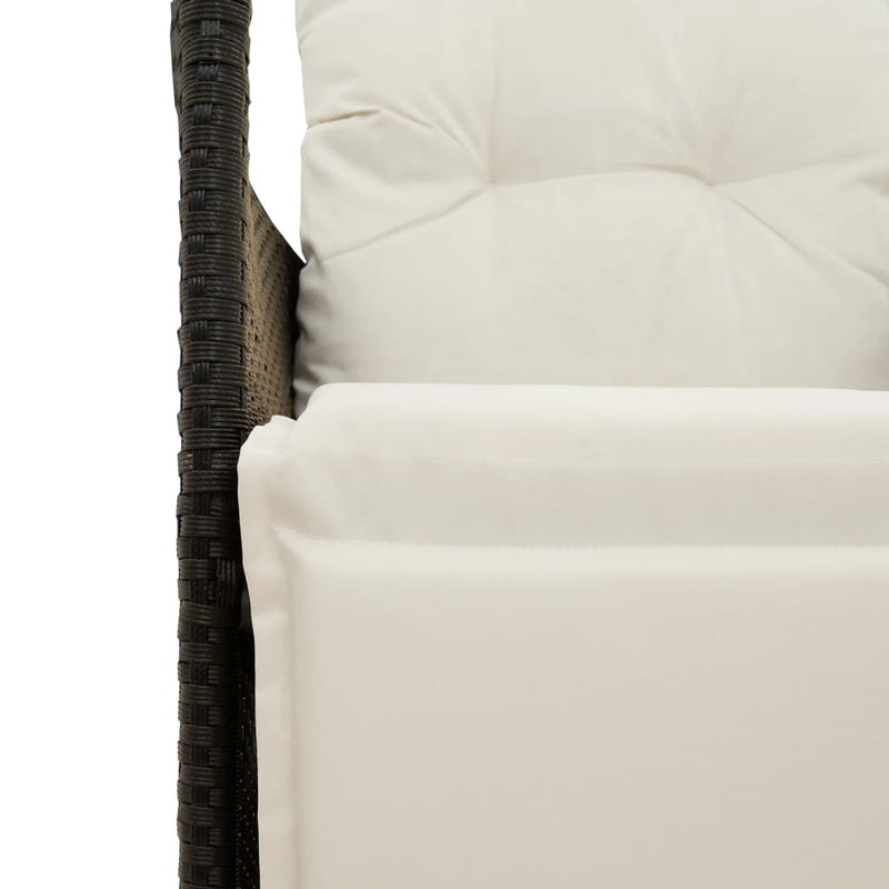 vidaXL Reclining Garden Chair with Cushions Black Poly Rattan