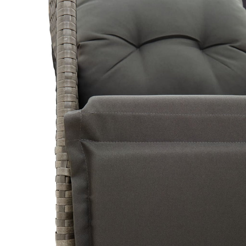 vidaXL Reclining Garden Chair with Cushions Grey Poly Rattan
