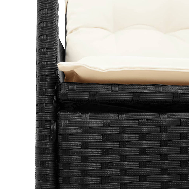 vidaXL Reclining Garden Chairs 2 pcs with Cushions Black Poly Rattan