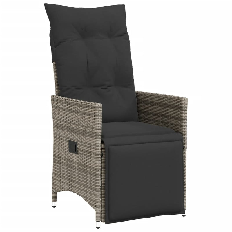vidaXL Reclining Garden Chairs 2 pcs with Cushions Grey Poly Rattan
