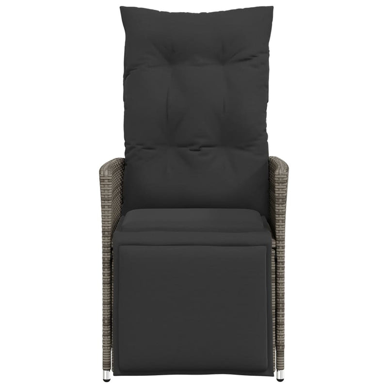 vidaXL Reclining Garden Chairs 2 pcs with Cushions Grey Poly Rattan
