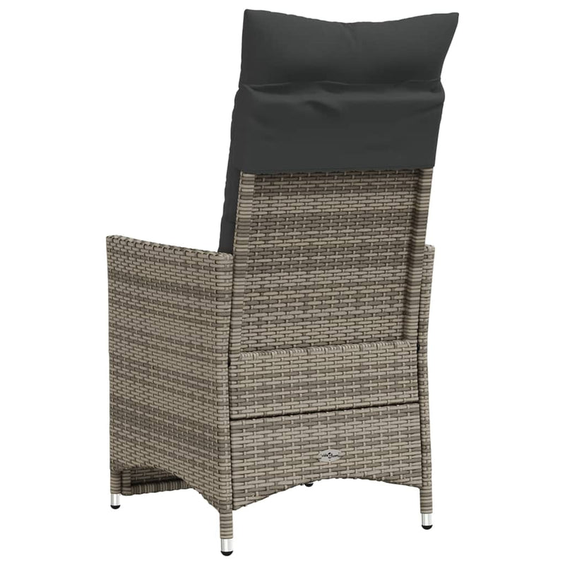 vidaXL Reclining Garden Chairs 2 pcs with Cushions Grey Poly Rattan