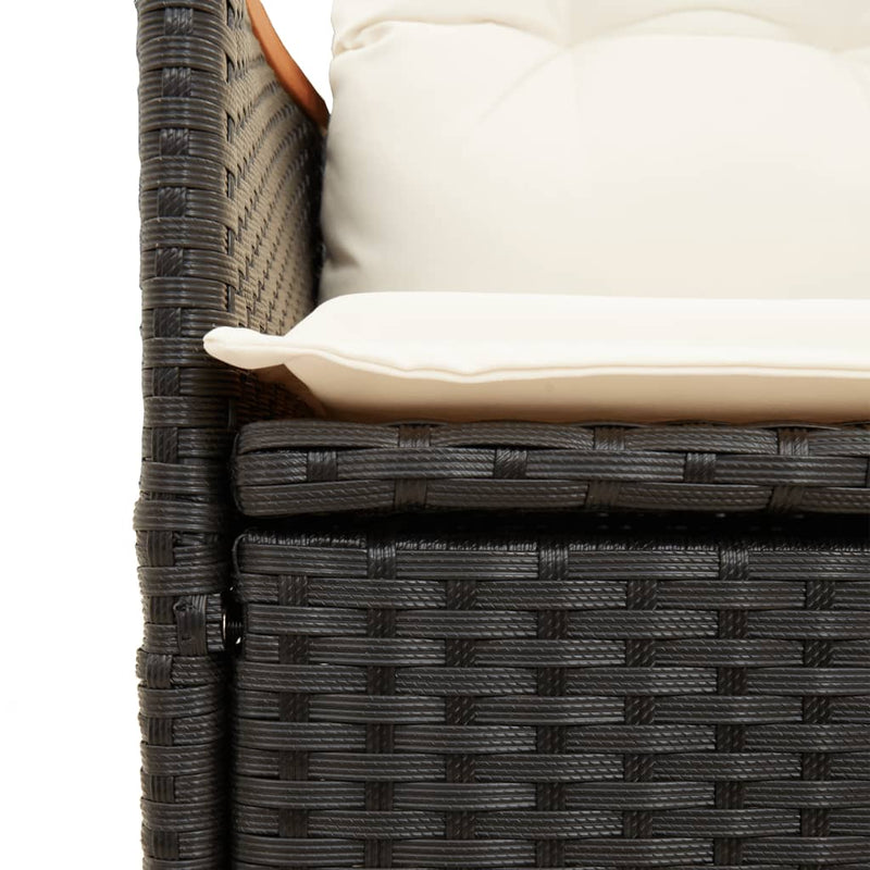 vidaXL Reclining Garden Chairs 2 pcs with Cushions Black Poly Rattan