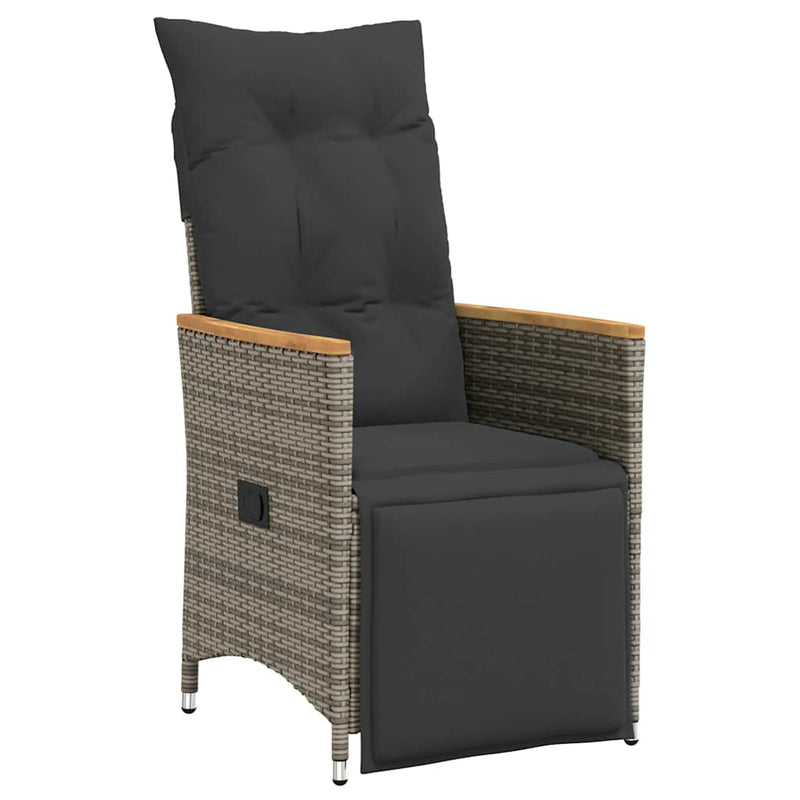 vidaXL Reclining Garden Chairs 2 pcs with Cushions Grey Poly Rattan