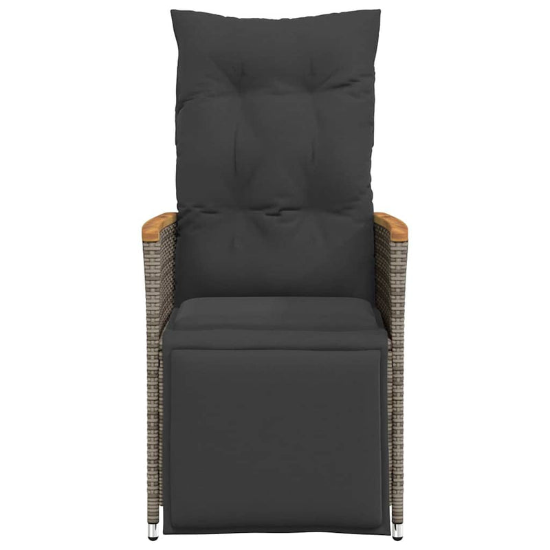 vidaXL Reclining Garden Chairs 2 pcs with Cushions Grey Poly Rattan