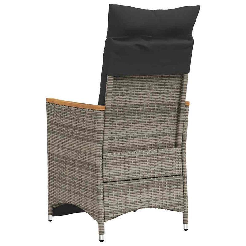 vidaXL Reclining Garden Chairs 2 pcs with Cushions Grey Poly Rattan