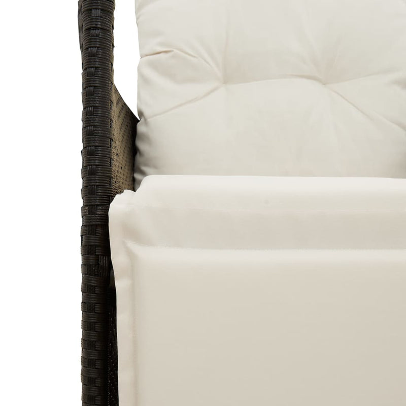 vidaXL 3 Piece Bistro Set with Cushions Black Poly Rattan