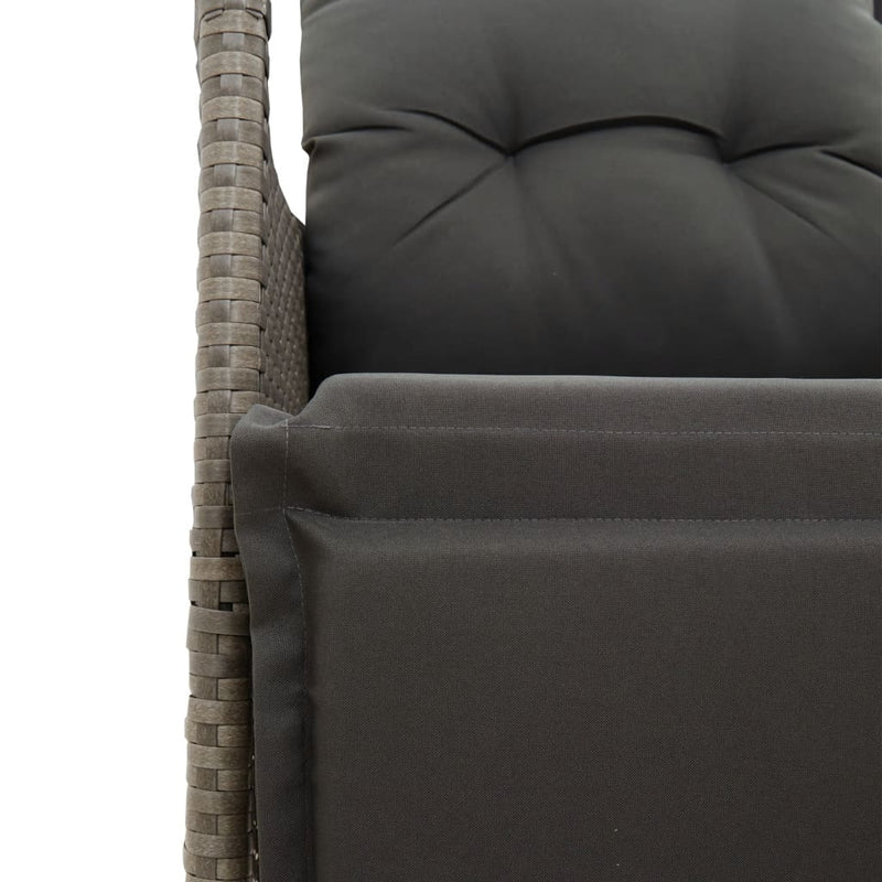 vidaXL Reclining Garden Sofa 2-Seater with Table Grey Poly Rattan