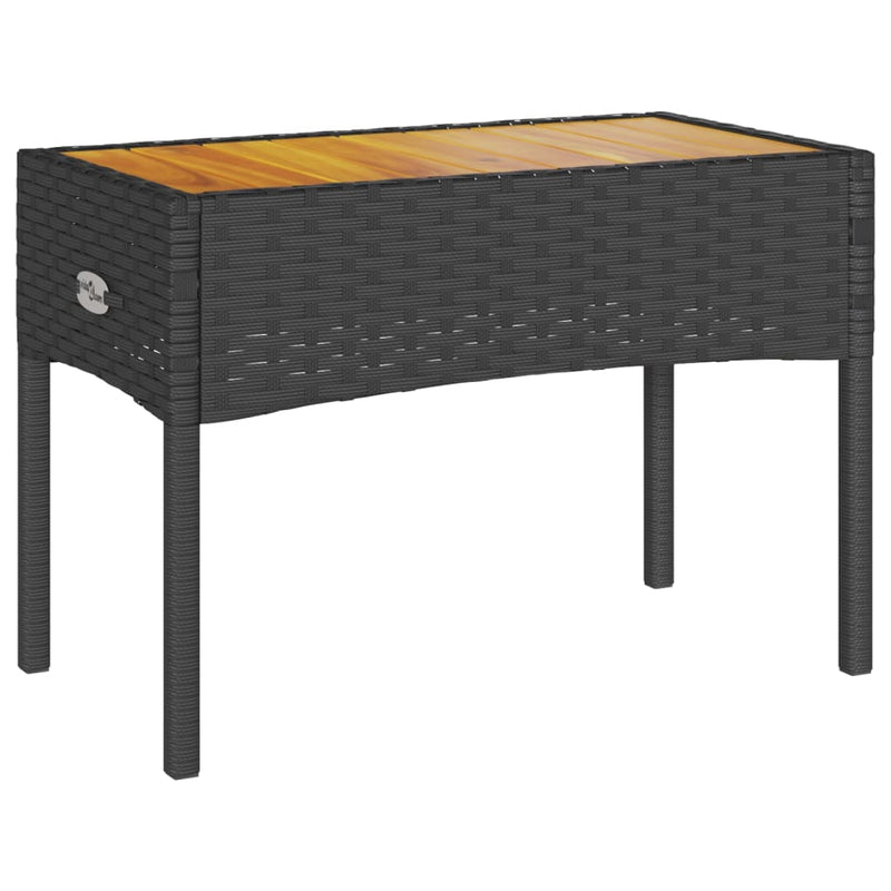 vidaXL Garden Bench 2-Seater with Cushions and Table Black Poly Rattan