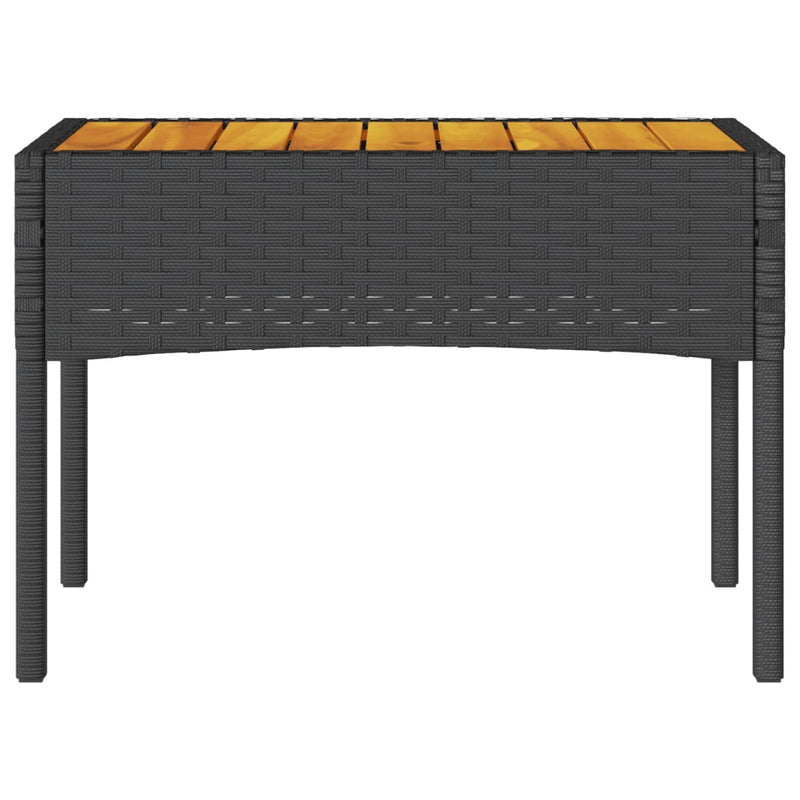 vidaXL Garden Bench 2-Seater with Cushions and Table Black Poly Rattan