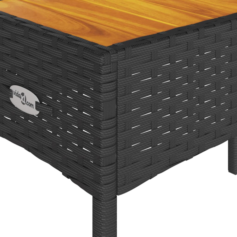 vidaXL Garden Bench 2-Seater with Cushions and Table Black Poly Rattan