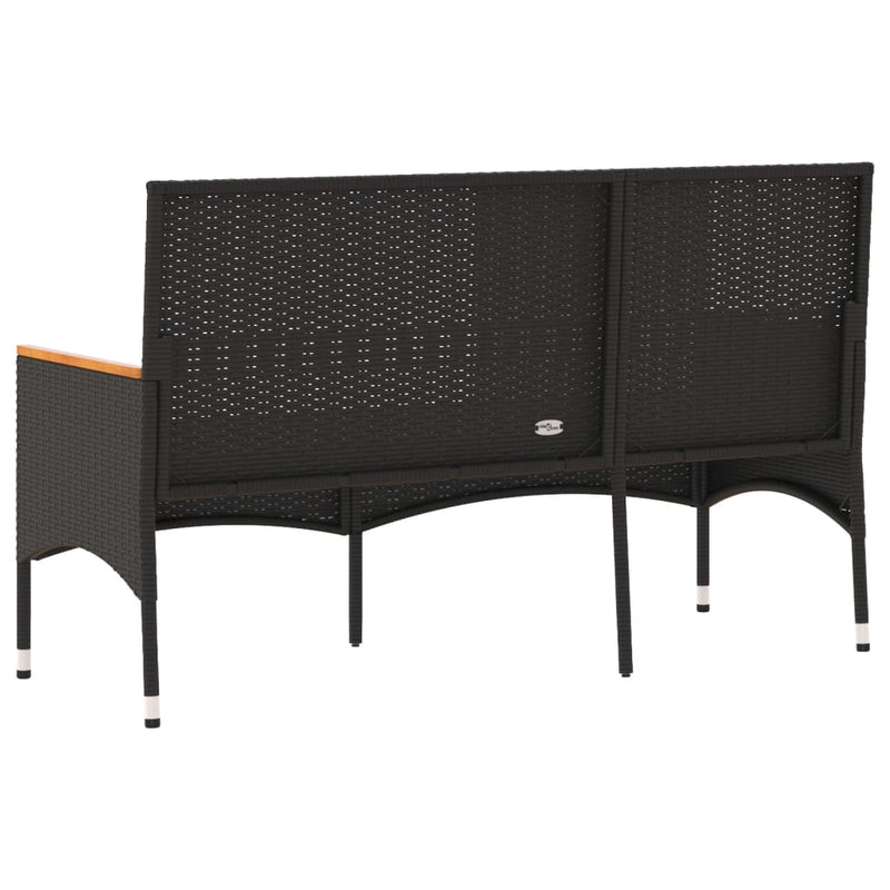 vidaXL Garden Bench 3-Seater with Cushions Black Poly Rattan