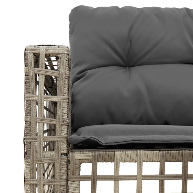 vidaXL Garden Sofa with Cushions and Footstool L-Shaped Grey Poly Rattan