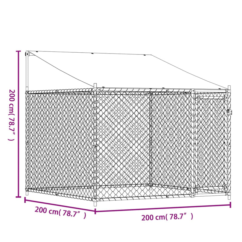vidaXL Dog Cage with Roof and Door Grey 2x2x2 m Galvanised Steel