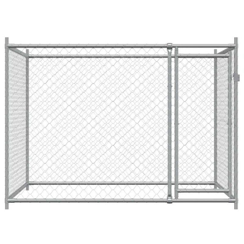 vidaXL Dog Cage with Door Grey 2x2x1.5 m Galvanised Steel