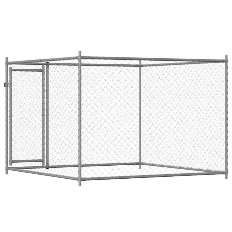 vidaXL Dog Cage with Door Grey 2x2x1.5 m Galvanised Steel