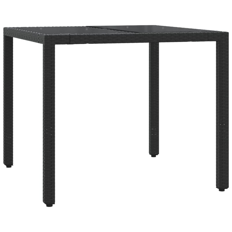 vidaXL 3 Piece Garden Dining Set with Cushions Black Poly Rattan