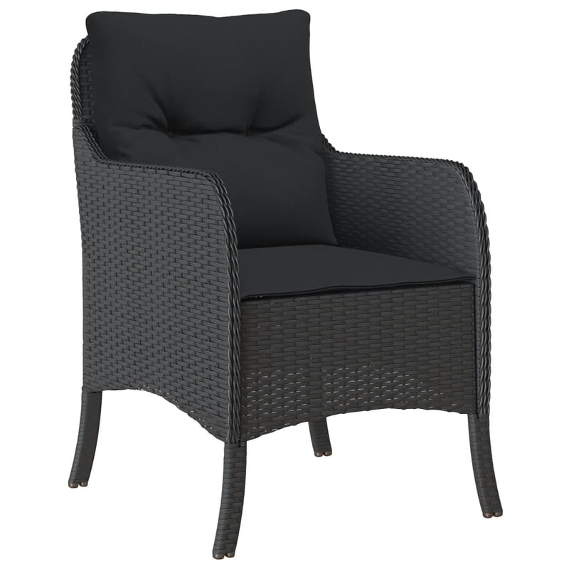 vidaXL 5 Piece Garden Dining Set with Cushions Black Poly Rattan