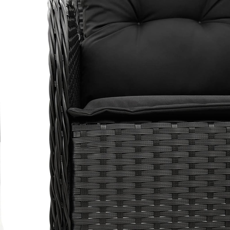 vidaXL 5 Piece Garden Dining Set with Cushions Black Poly Rattan