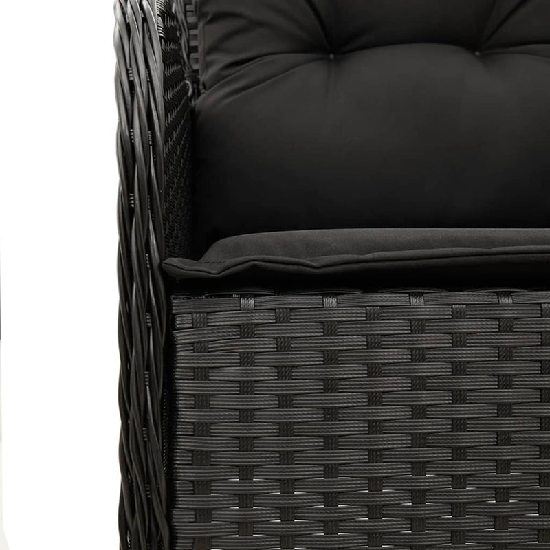 vidaXL 3 Piece Garden Dining Set with Cushions Black Poly Rattan