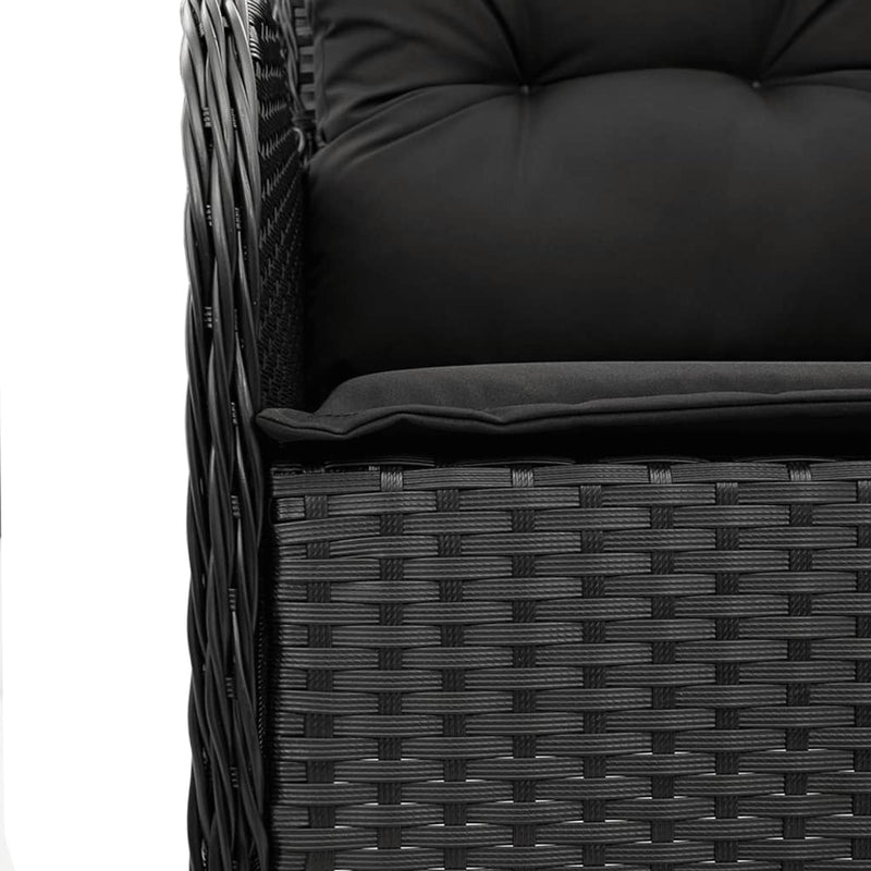 vidaXL 5 Piece Garden Dining Set with Cushions Black Poly Rattan