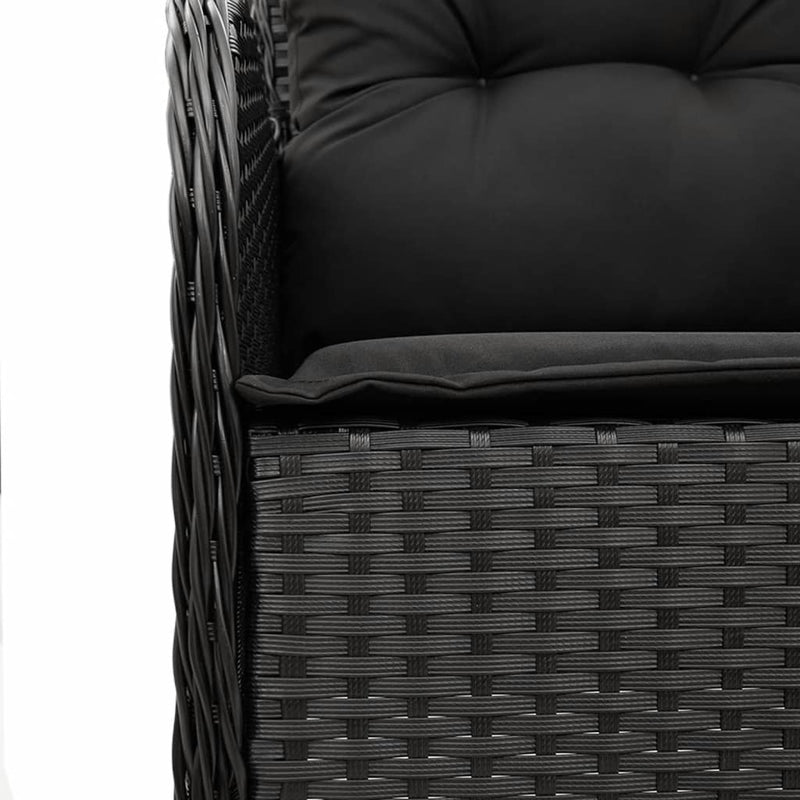 vidaXL 3 Piece Garden Dining Set with Cushions Black Poly Rattan