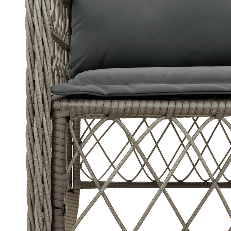 vidaXL 3 Piece Bistro Set with Cushions Grey Poly Rattan
