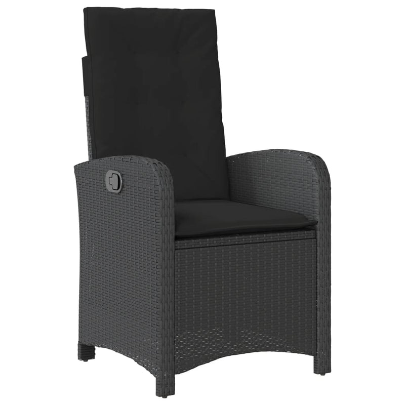 vidaXL 3 Piece Garden Dining Set with Cushions Black Poly Rattan